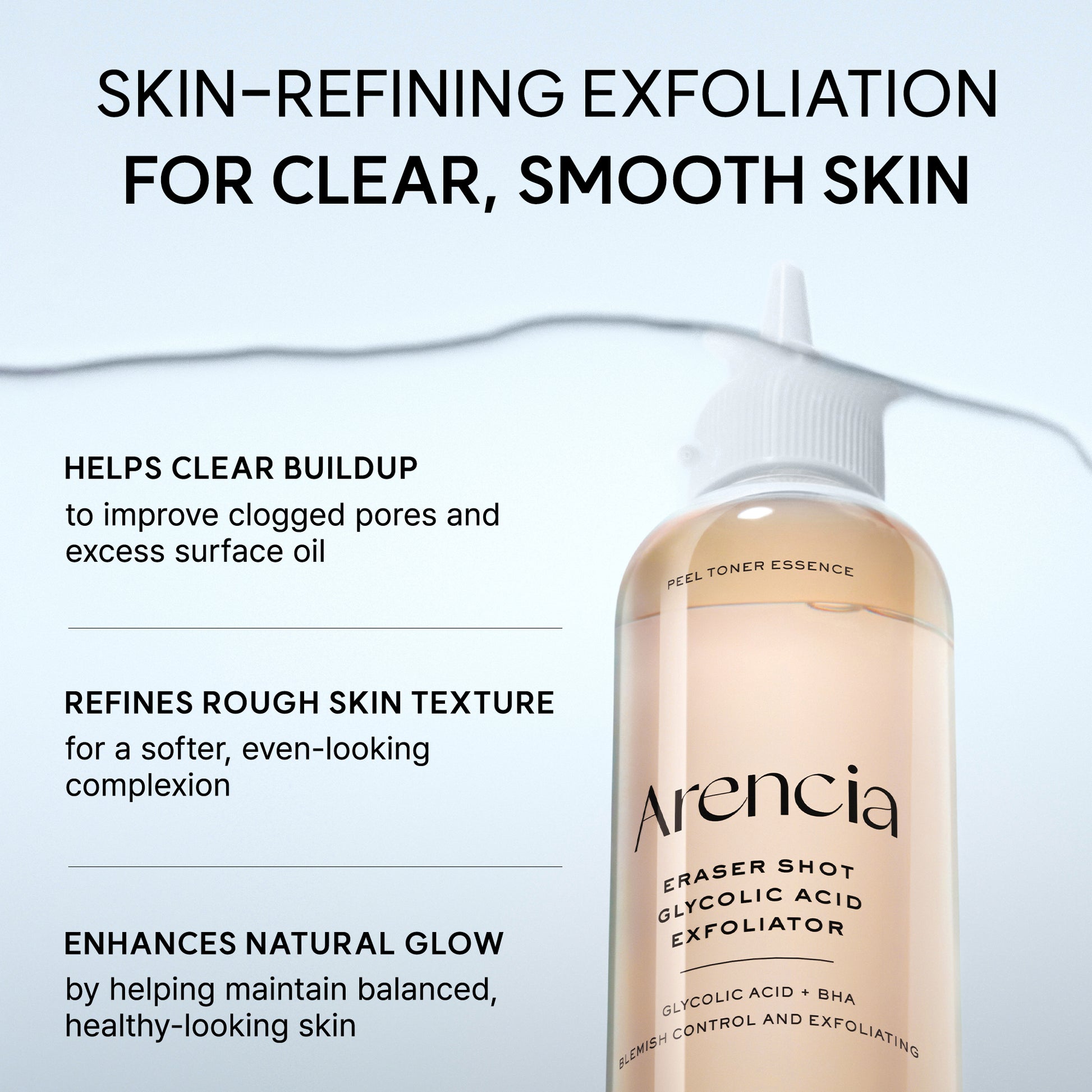 Eraser Shot Glycolic Acid Exfoliator, Clarifying AHA + BHA Toner for Smoother Texture & Clear-Looking Skin, 6.76 fl. oz.